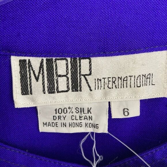 MBR International 6 S Cobalt Blue Silk Dress 1980s Does 1940s Volup VTG Midi - Picture 8 of 11